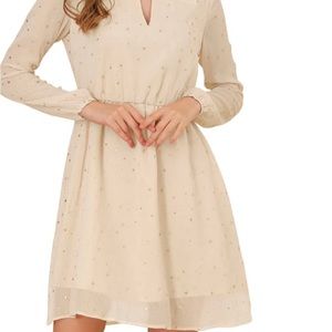 Allegra K Vintage flared Gilding Metallic Shiney Star A-line dress.